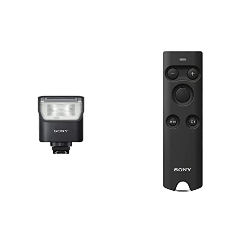 Sony HVL-F28RM externer Systemblitzgerät für für Multi-Interface-Zubehörschuh mit kabelloser Funksteuerung & RMT-P1BT Bluetooth Fernbedienung (passend für A6400, A7M3, A7RM3, RX100M7) schwarz von Sony