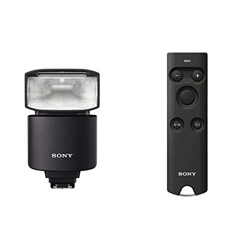 Sony HVL-F46RM | Externer Blitz mit kabelloser Funksteuerung, Schwarz, HVLF46RM.CE7 & RMT-P1BT Bluetooth Fernbedienung (passend für A6400, A7M3, A7RM3, RX100M7) schwarz von Sony