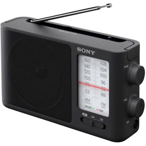Sony ICF-506 Tragbares robustes Analogradio (Retrodesign, voller Klang, AC-Netzteil oder Batteriebetrieb, Tragegriff) Schwarz von Sony