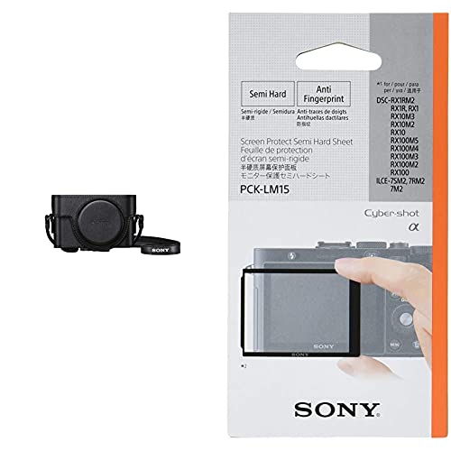 Sony LCJ-RXK Schutzhülle für Kameras der RX100-Serie (Lederoptik, Staub- und Kratzschutz) schwarz & PCK-LM15 Robuste LCD-Schutzabdeckung für DSC-RX1/DSC-RX100 von Sony