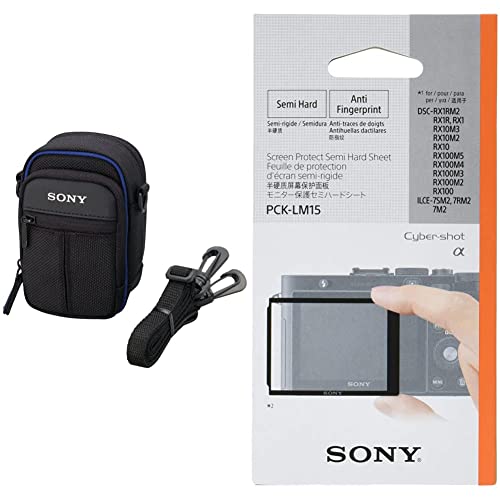 Sony LCSCSJ LCS-CSJ Universaltasche für Cyber-Shot W-, T- und N-Serie, Schwarz & PCK-LM15 Robuste LCD-Schutzabdeckung für DSC-RX1/DSC-RX100 von Sony