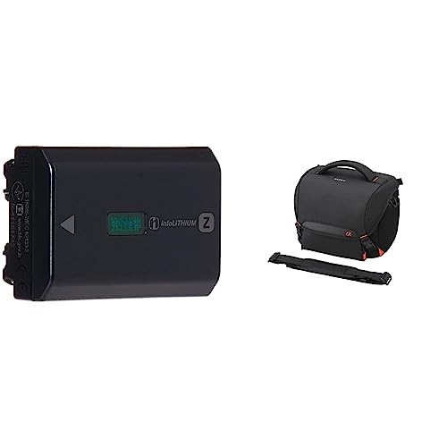 Sony LCSSC8 LCS-SC8 gepolsterte Tasche für DSLR Kamera mit Zusatzobjektiv, Schwarz & Sony NP-FZ100 Akku (InfoLITHIUM-Akku Z-Serie, 7,2V/16,4Wh (2280 mAh) schwarz von Sony