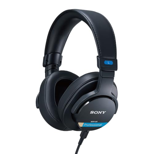 Sony MDR-M1 Studio Closed Back Headphones - Wired, Ultra-Wideband Playback (5Hz-80kHz), Ideal for Studio Recording & Mixing, Lightweight Design (216g), Includes 2 Detachable Cables, Black von Sony
