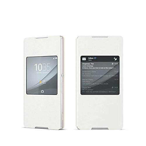 Sony Mobile Flip Folio Hülle Smart Style Window Case Cover mit Fenster für Sony Xperia Z3+ - Weiß von Sony