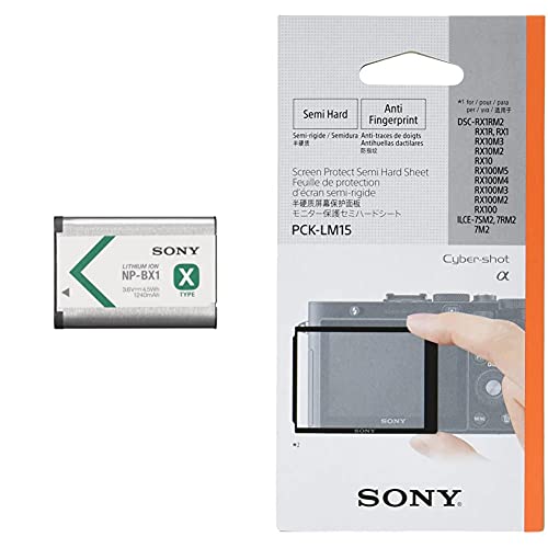 Sony NP-BX1 Li-Ion Akku (Typ X, 3,6V, 1240mAh) für Cyber-Shot & PCK-LM15 Robuste LCD-Schutzabdeckung für DSC-RX1/DSC-RX100 von Sony