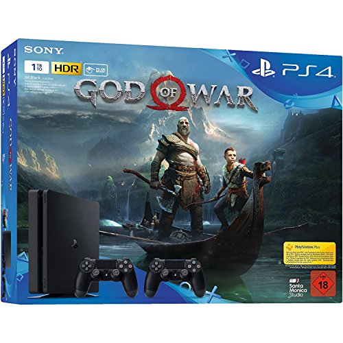 Sony PlayStation 4 (PS4) Slim 1TB Konsole Schwarz Bundle - God of War - 2 x DUALSHOCK®4 Wireless-Controller von Sony