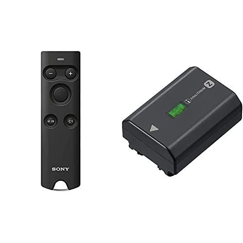 Sony RMT-P1BT Bluetooth Fernbedienung, schwarz & NP-FZ100 Akku (InfoLITHIUM-Akku Z-Serie, 7,2V/16,4Wh (2280 mAh), kompatibel mit Sony Alpha 9,Alpha 7RM4, Alpha 7RM3, Alpha 7M3, Alpha 6600) schwarz von Sony