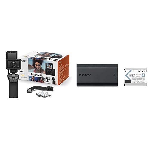 Sony RX0 II Creator Kit | Robuste, Ultra-kompakte Kamera mit Aufnahmegriff VCT-SGR1 (1.0-Typ-Sensor, 24mm F4,0 Zeiss-Objektiv) & Acc-TRDCJ Zubehör-Kit (Akku+Ladegerät, geeignet für DSC-RX0) von Sony