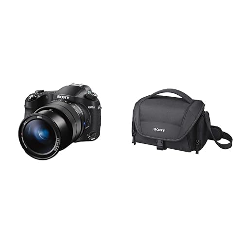 Sony RX10 IV | Premium-Kompaktkamera (1,0-Typ-Sensor, 24-600 mm F2,8-4,0 Zeiss-Objektiv, 0,03s-Autofokus) & LCSU21 LCS-U21 Universal-Tasche für Handycam, Alpha und Cybershot Kameras, Schwarz von Sony
