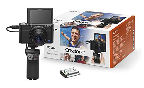 Sony RX100 III Creator Kit | Premium-Kompaktkamera mit Aufnahmegriff VCT-SGR1 (1.0-Typ-Sensor, 24-70 mm F1.8-2.8 Zeiss-Objektiv und neigbares Display für Vlogging) von Sony
