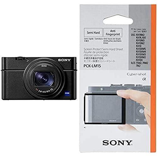Sony RX100 VII | Premium Bridge-Kamera (1 Zoll-Sensor, 24-200 mm F2.8-4.5 Zeiss-Objektiv, Auto-Augenautofokus, 4K-Filmaufnahmen und neigbares Display) + Displayschutz von Sony