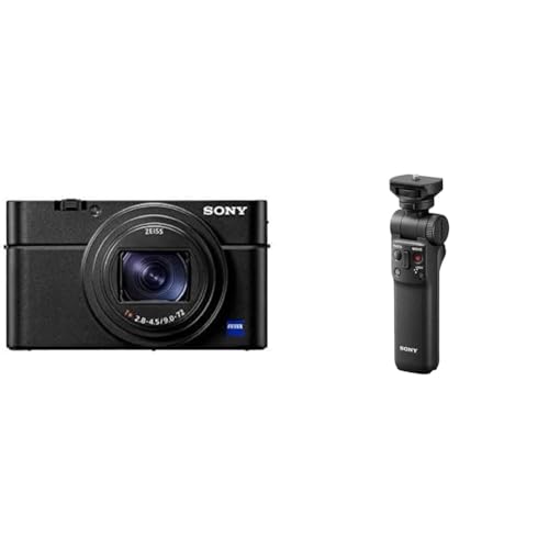 Sony RX100 VII Premium Kompakt Digitalkamera (24-200mm, F2.8-4.5 Zeiss Objektiv, neigbares LC Display, 4K HDR, 1,0 Zoll Sensor, Echtzeit-Tracking, AF mit Augenerkennung) schwarz + Bluetooth Handgriff von Sony