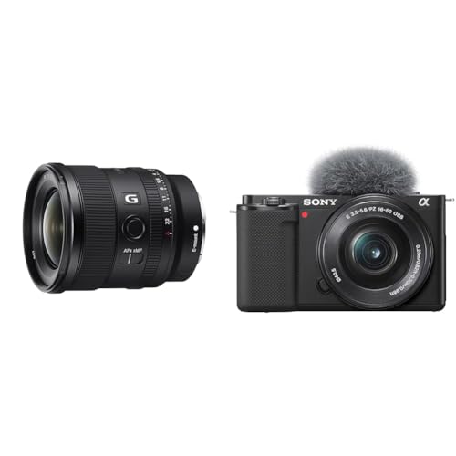 Sony SEL-20F18G Vollformat E-Mount Objektiv (FE 20mm F1.8 & Alpha ZV-E10 | APS-C spiegellose Vlog-Kamera (schwenkbarer Bildschirm für Vlogging von Sony