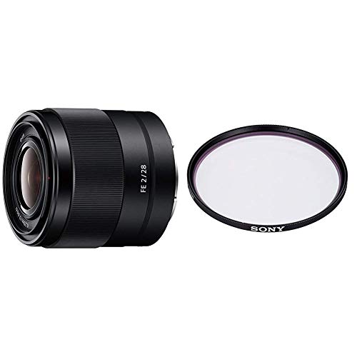 Sony SEL-28F20 Weitwinkel Objektiv (Festbrennweite, 28 mm, F2, Vollformat) schwarz + Sony VF-49MPAM Carl Zeiss T* MC-Schutzfilter 49 mm schwarz von Sony