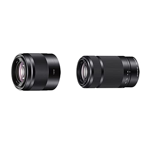 Sony SEL-50F18 Porträt-Objektiv (Festbrennweite, 50 mm) schwarz & SEL-55210 Tele-Zoom-Objektiv (55-210 mm, F4.5–6.3, OSS, APS-C, geeignet für A6000, A5100, A5000 und Nex Serien, E-Mount) schwarz von Sony