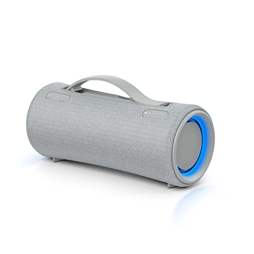 Sony SRS-XG300 - Tragbarer kabelloser Bluetooth-Lautsprecher mit starkem Partysound und Beleuchtung - wasserdicht, 25 Stunden Akkulaufzeit, Smartphone und Schnellladefunktion - Hellgrau von Sony