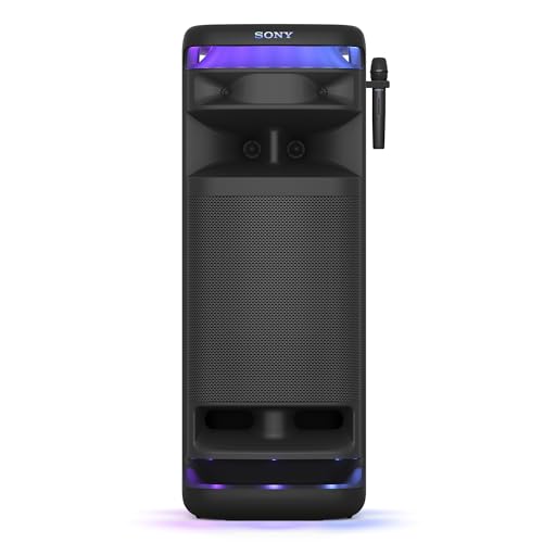 Sony ULT Tower 10 - Ultimativer Bluetooth-Party-Lautsprecher mit ULT Power Sound, ultimativem Deep BASS, X-Balanced-Lautsprechern, 360 LED, Party-Funktionen, drahtlosem Mikrofon, rollbar - Schwarz von Sony