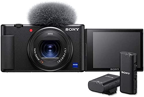 Sony Vlog-Kamera ZV-1 (Digitalkamera, 24-70mm, seitlich klappbares Selfie-Display für Vlogging & YouTube, 4K Video) + Mikrofon von Sony