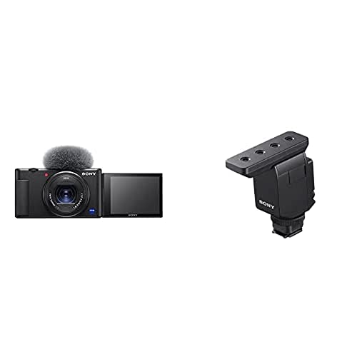 Sony Vlog-Kamera ZV-1 (Digitalkamera, 24-70mm, seitlich klappbares Selfie-Display für Vlogging & YouTube, 4K Video) + Shotgun Mikrofon ECM-B10 (Kompakt, Kabellos, Batterielos) von Sony