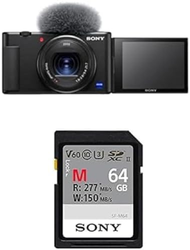 Sony Vlog-Kamera ZV-1 (Digitalkamera, 24-70mm, seitlich klappbares Selfie-Display für Vlogging & YouTube, 4K Video) + Speicherkarte von Sony