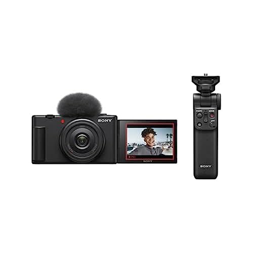 Sony Vlog Kamera ZV-1F | Digitalkamera (Klapp- und drehbares Display, 4K Video, Slow- Motion, Vlog Funktionen) + Bluetooth Handgriff GPVPT2BT von Sony