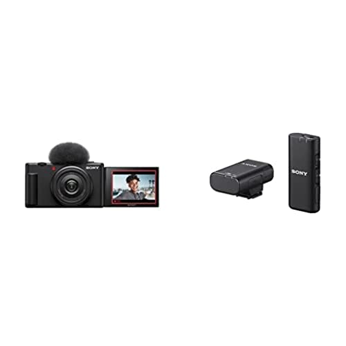 Sony Vlog Kamera ZV-1F | Digitalkamera (Klapp- und drehbares Display, 4K Video, Slow- Motion, Vlog Funktionen) + Bluetooth Mikrofon ECM-W2BT von Sony