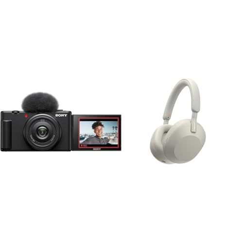 Sony Vlog Kamera ZV-1F | Digitalkamera Klapp- und drehbares Display & WH-1000XM5 kabellose Bluetooth Noise Cancelling Kopfhörer 30h Akku von Sony