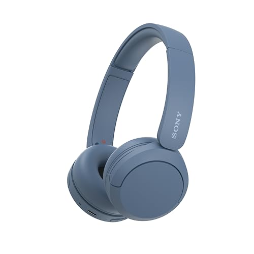 Sony WH-CH520 Kabelloser Bluetooth On Ear Kopfhörer, hohe Klangqualität, leichtes Design, bis zu 50 Stunden Akkulaufzeit, Schnellladung, EQ, klare Gesprächsqualität, iOS und Android, Blau von Sony