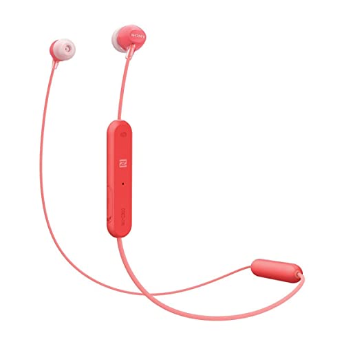Sony WI-C300 Kabelloser In-Ohr Kopfhörer (Neckband Design, Bluetooth, NFC, Headset mit Mikrofon für Telefon & PC/Laptop, bis zu 8 Stunden Akkulaufzeit, Voice Assistant) rot von Sony