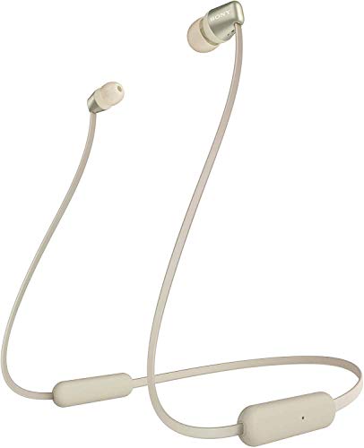 Sony WI-C310 kabelloser Bluetooth In-Ohr Kopfhörer (15 Stunden Akkulaufzeit, Voice Assistent, magnetische Ohrstöpsel, Behind-the-neck Design, integrierte Headset-Funktion, Headset mit Mikrofon ) Gold von Sony