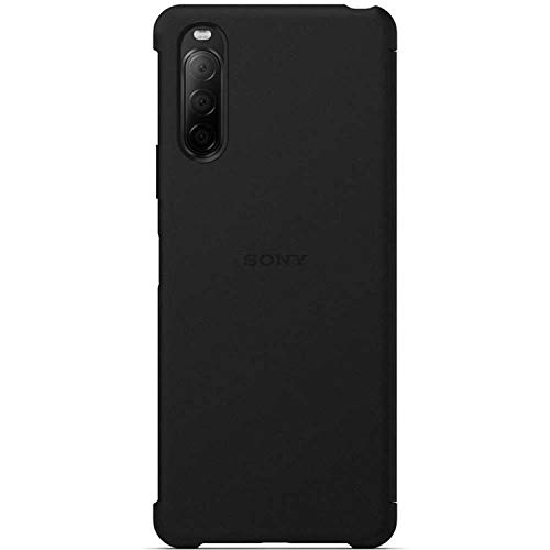Sony Xperia 10 II Smartphone Flip Cover (Absolute Robustheit, Seitensensor, erhöhte Kanten) Schwarz, XQZCVAUB.Row von Sony