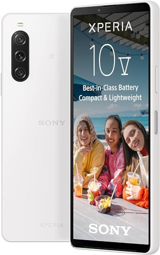 Sony Xperia 10 V all-carriers (5.000-mAh-Akku, 6,1 Zoll 21:9 Wide OLED, Dreifach-Objektiv, Leicht & Kompakt, 3,5 mm Audio-Klinke, Android 13, IP65/68) 24+12 Monate Garantie [Amazon Exklusiv] Weiß von Sony