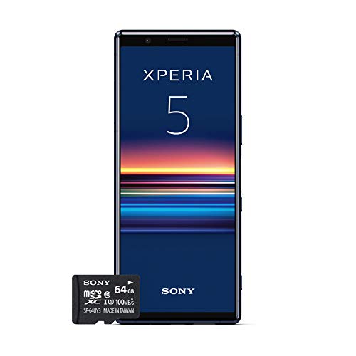 Sony Xperia 5 Bundle, 6.1” FHD+ HDR OLED 21:9 Display, 6GB RAM, 128GB Speicher, Blau + gratis 64 GB Speicherkarte [Exklusiv bei Amazon DE] von Sony