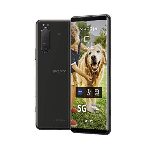 Sony Xperia 5 II 5G Smartphone (15,5 cm (6.1 Zoll) 21:9 CinemaWide FHD+ HDR OLED-Display, Dreifach-Kamera-System, 3,5-mm-Audio-Anschluss, Android 12, SIM Free, 8 GB RAM, 128 GB Speicher) Schwarz von Sony