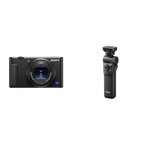Sony ZV-1 Premium Kompaktkamera (1" Sensor, 24-70mm F1.8-2.8, 4K Video, Augen-Autofokus, neigbares Display, für Fotos und Videos) + Handgriff von Sony