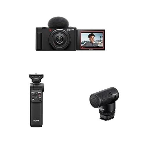 Sony ZV-1II Vlog-Kamera | Digitalkamera (Weitwinkel-Zoomobjektiv, verstellbares Display für Vlogging, 4K Video) + Bluetooth Handgriff & Mikrofon von Sony