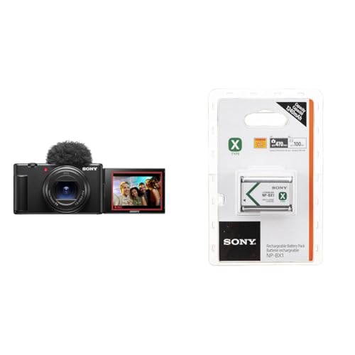 Sony ZV-1II Vlog-Kamera | Digitalkamera (Weitwinkel-Zoomobjektiv, verstellbares Display für Vlogging, 4K Video, multidirektionales Mikrofon) + Zusatzakku von Sony