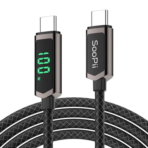 SooPii 100 W USB C auf USB C Kabel, 3m/10FT PD Schnelllade USB C Kabel mit Display, Nylon-geflochtenes Typ C Kabel für lPhone 15/Pro/Plus/Pro Max, MacBook, Samsung S23/S22 von SooPii