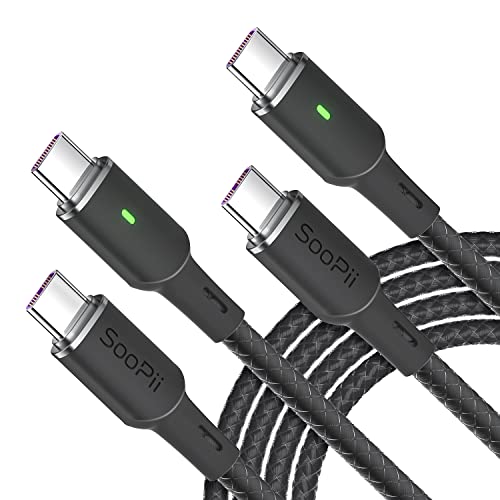 SooPii 100W PD USB-C-zu-USB-C-Kabel, [2er-Pack 1.2 m] Typ-C-Kabel mit intelligenter LED-Anzeige für lPhone 16/15/15 Pro/15 Plus, lPad Air/lPad Pro, MacBook Pro, Galaxy S23/S21/S10/S9/Plus von SooPii