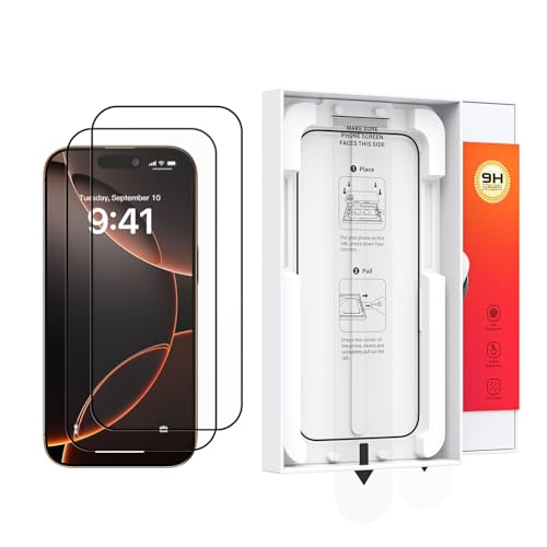 SooPii Displayschutzfolie für iPhone 16 Plus/15 Plus, blasen- und staubfreies einfaches Installationskit, langlebige und volldeckende gehärtete Glasfolie für Apple 16 Plus/15 Plus 6,7 Zoll (2er-Pack) von SooPii