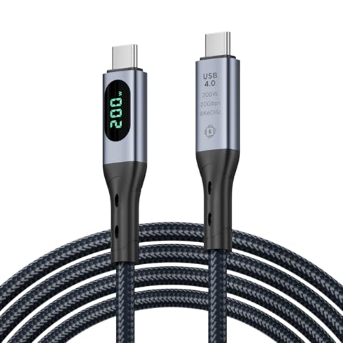 SooPii USB 4 Kabel mit LED-Anzeige,Unterstützt 8K Video,20Gbps Datenübertragung,200W USB C auf USB C kabel anzeige,Kompatibel mit lPhone 16,MacBook,Thunderbolt 4 Monitor,Docking stationen(2m) von SooPii