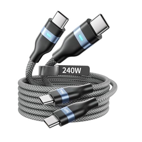 SooPii 240W USB C auf USB C Kabel, [2m,2Pack] Typ C Schnellladekabel, USB C Ladekabel kompatibel mit iPhone 16/16 Pro Max/15/15 Pro Max, MacBook Pro Air, iPad Pro Air, Samsung Galaxy S24, Grau von SooPii