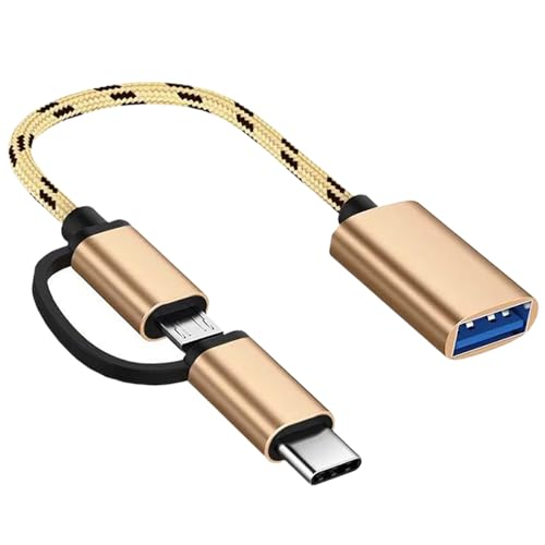 Sooiiyu 2-in-1 USB C/Micro auf USB Adapter, OTG-Adapter Kabel, kompatibel mit Samsung Galaxy S21 S22 S23 Note 20/10 A53, Google Pixel und mehr Android-Geräten, Gold von Sooiiyu