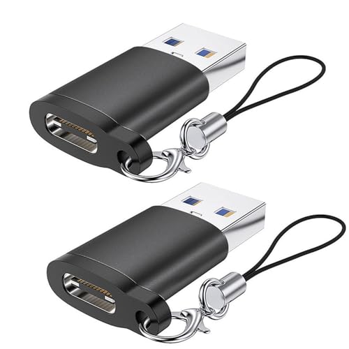 Sooiiyu USB C auf USB 3.0 Adapter (2 Stücke), USB auf USB C OTG Adapter, kompatibel mit iPhone 15 Pro Max, Samsung Galaxy S20 S21 S22 S23, Google, MacBook Pro, MacBook, iMac, Surface Pro, mit Kette von Sooiiyu