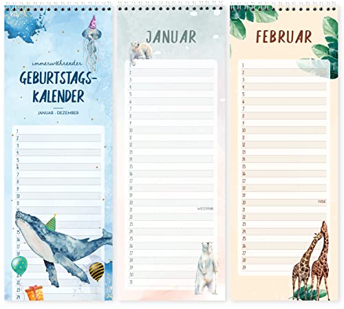 Geburtstagskalender jahresunabhängig - ewiger Kalender - immerwährend - Wal - farbenfrohe Übersicht über alle Geburtstage - von Sophies Kartenwelt von Sophies Kartenwelt