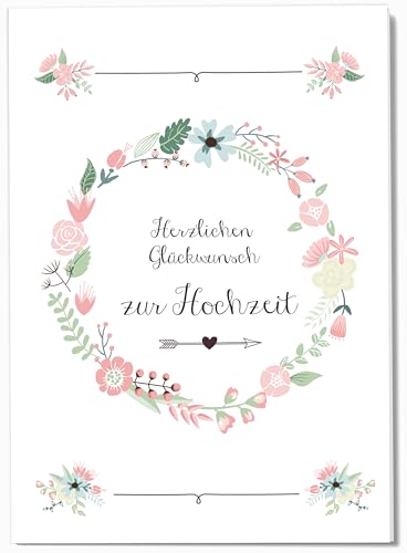 Sophies Kartenwelt Hochzeitskarte Glückwunsch A4 // Hochzeitskarte groß Sanfte Farben // große Hochzeitskarte edel // Hochzeitsdeko von Sophies Kartenwelt