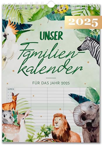 XXL Familienplaner 2024 Jungle 5 Spalten - viel Platz DIN A3 - für 5 Personen - mit Schulferien und Vorschau für 2025 - Familienkalender 2024 5 Spalten - von Sophies Kartenwelt von Sophies Kartenwelt