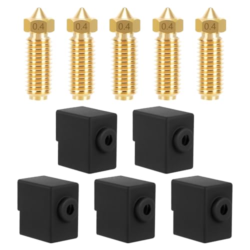 Anycubic Kobra 3,3D Drucker Extruder Hotend 0.4mm Düse Kit,3D Drucker Zubehör,5PCS 0.4mm Messingdüsen und 5PCS Silikonsockel für Kobra 3,Kobra 3 Messing Düsen von Sophisticate