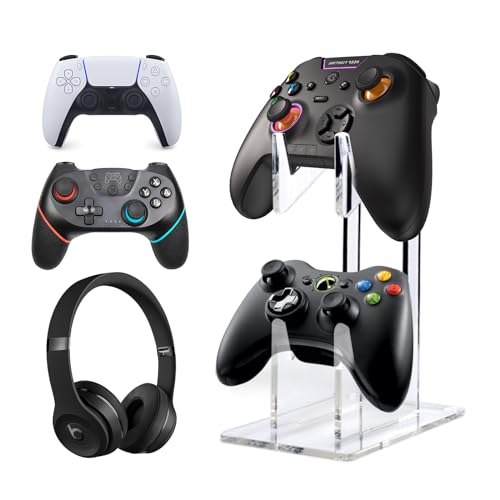 Kopfhörer Ständer Halter Headset Halterung Game Controller Halter 2 In 1 Acryl Universalhalterung für PS4/PS5/Xbox Elite/Xbox 360 Halterung Gaming Zubehör Kopfhörer Ständer Spiel für Schreibtisch von Sophisticate