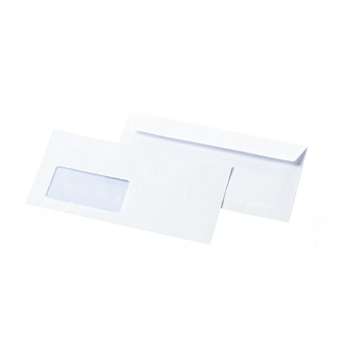 Briefumschlag Soporset DIN lang (110 x 220 mm) weiß FSC®-zertifiziert 80 g/m² haftklebend mit Fenster blauer Innendruck Karton á 1000 Stück von Soporset